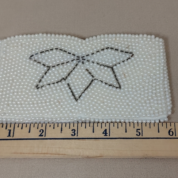 Vtg Beaded Evening Bag Coin Purse Clutch White SASS by Carter Zip Small Japan - Picture 6 of 6